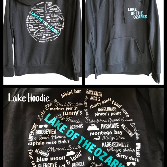 Lake of the Ozarks Hoodie, M: Upcycled Pullover Sweatshirt, Landmarks Marinas - Picture 14 of 14